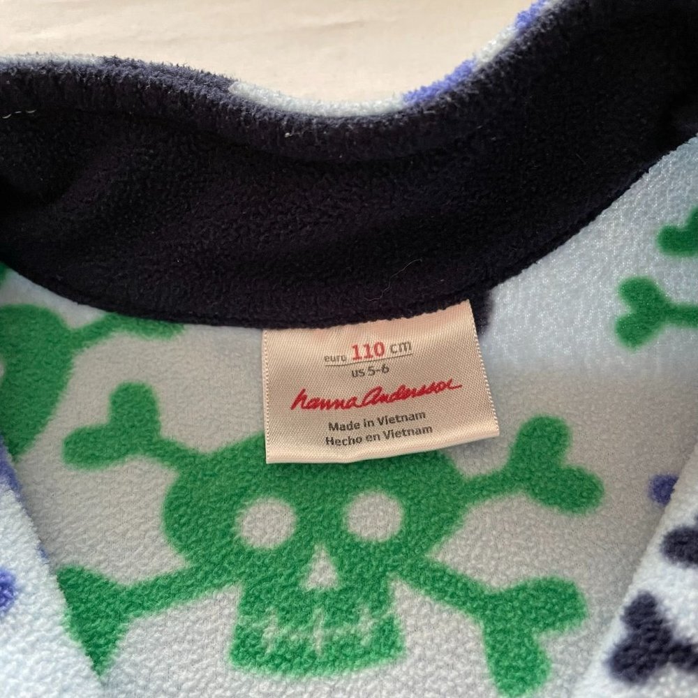 Hanna Anderson Blue Skull Fleece Pullover size 5 - Picture 4 of 6